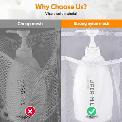 MISSLO Hanging Mesh Pockets Hold 340oz/1000ml Shampoo Shower Organizer with Over the Door Hooks