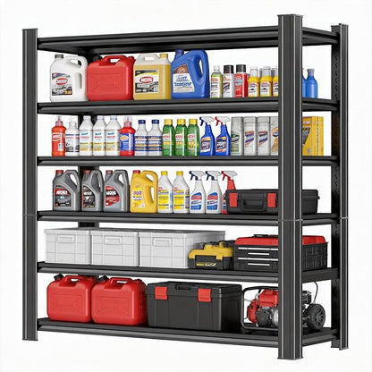 Metal Garage Shelving Unit, Heavy Duty Adjustable Storage Shelves, Steel Shelving, 3000 lbs Capacity Shelves for Heavy Tools and Equipment, 5 Tier, 35.4" Wx 17.7" Dx 71.2" H