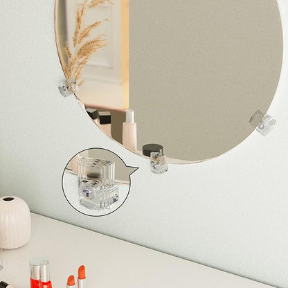 Mirror Holder Kit - 22 Crystal Clear Plastic Clips, Glass Retainer Clips, Hanging Kit with Screws and Fixed Mirror Box Door
