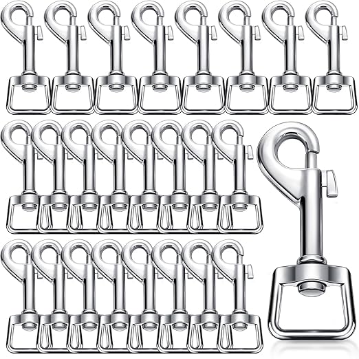 Therwen 24 Pcs Swivel Snap Hooks for Dog Leash Heavy Duty 2.76 Inch Flag Clasp Single Ended Clip Hooks Multipurpose Bolt Snap for Keychain Camera Strap Linking Pet Leash(Groovy Style,0.63")