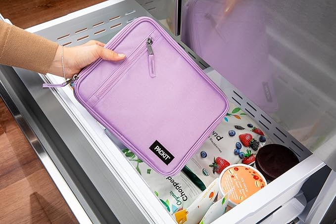 PackIt® Freezable Classic Lunch Box, Lavender, Built with EcoFreeze® Technology, Fully Freezable, Collapsible, Reusable, With Zip Front Pocket and Buckle Handle, Designed for Fresh Lunch On the Go