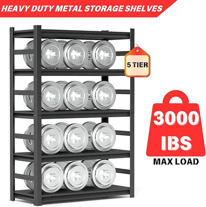 82“H Kitchen Shelves, 6-Tier Freestanding Metal Kitchen Storage Shelving Unit, Adjustable Pantry Rack, Heavy Duty Shelves Organizer, 3000 LBS Capacity, 81.9" H × 39.4" W × 15.7" D, Black