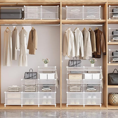 AWTATOS Shoe Rack, 6 Tier Shoe Storage Cabinet with Door, 24 Pair Shoe Organizer Shelves for Closet Hallway Bedroom Entryway, Transparent Twill