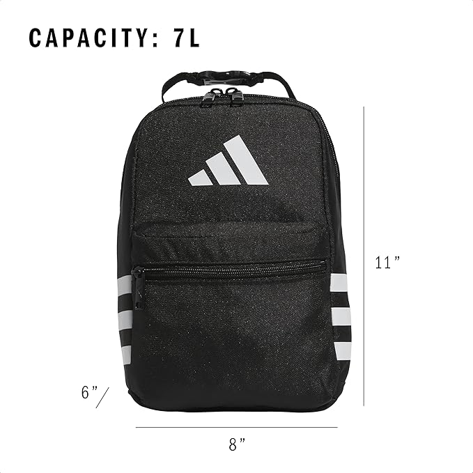 adidas Kids Santiago Lunch Bag – Insulated Cooler Lunchbox for Girls & Boys, 8L, Twill Grey/Grey/Rose Gold/4, One Size