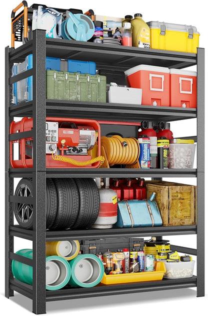 Garage Shelving Unit,Rustproof Heavy Duty Storage Shelves,Adjustable Metal Steel Utility Shelf,Easy Assembly,Garage Storage Organize Rack,for Tools,Basement,Warehouse(5-Tier 72"Hx47.3"Wx23.6"D)