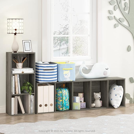 Furinno LUDER Book Shelf, 3-Cube Bookshelf, Bookcase with Open Shelves, 9.3 x 12 x 31.5, for Living Room, Bedroom, Home Office, French Oak