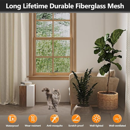 Window Screen Door Repair Kit, 48" x 177" Screen Door Mesh Replacement Kit, Durable Fiberglass Mesh Roll with Tools for Windows Doors Patio and Porch Replacement, Grey