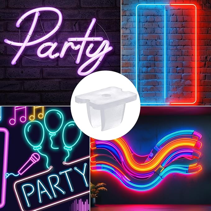 Waterproof LED Strip Mounting Clips Holder Mounting Bracket Neon Mounting Clips Fixing Clamps Holder with 50 Screws for 5mm to 6mm LED Strip Lighting, Translucent, Pack of 50