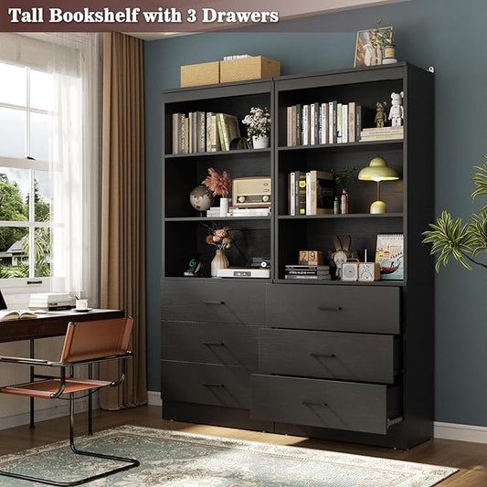 Aheaplus 23.6" Closet Drawers System, Wood Closet Organizer System with 3 Drawers, Modular Small Walk-in Closets Storage Unit, Black (23.6" L x 13.8" W x 71" H)
