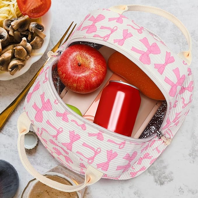 Bluboon Lunch Bag for Women Men Cute Corduroy Lunch Tote Bags Reusable Insulated Lunch Box Large Capacity Reusable Insulated Cooler for Work Picnic or Travel