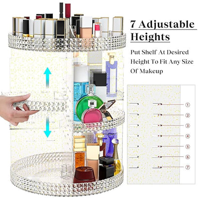 Large Makeup Organizer 360 Degree Rotating, Makeup Storage Organizer, Cosmetic Organizer Gold, 7 Layers Large Capacity Cosmetic Storage, Fits Makeup Brushes, Lipsticks, Bathroom, Gold
