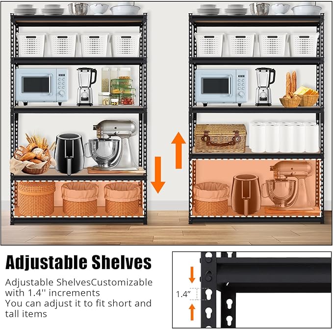 GarveeHome Heavy Duty Storage Shelves - 5 Tier 48 * 24 * 72 in, Adjustable Garage Storage Shelving, Metal Storage Utility Rack Shelf Unit