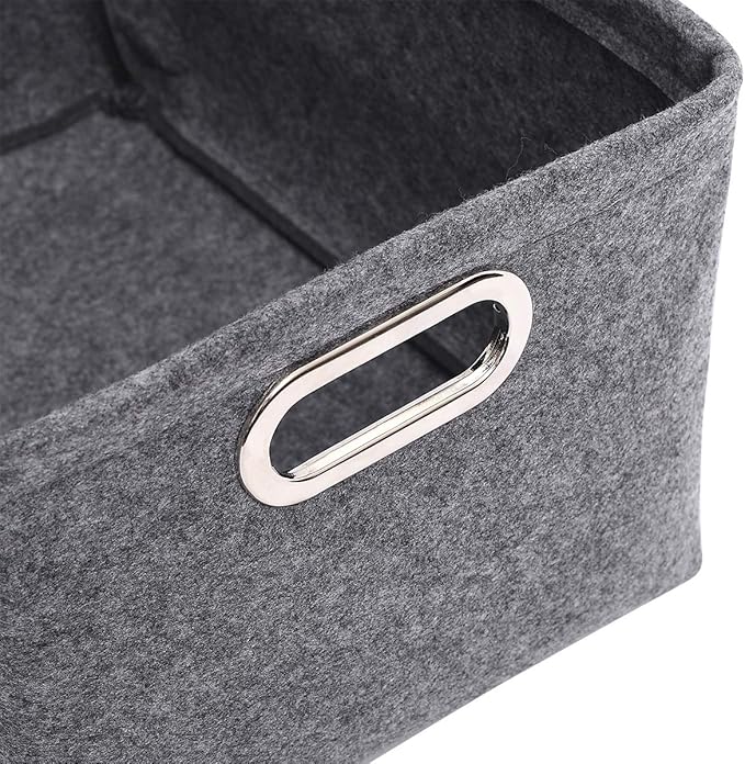 Felt Cat Toy Basket,Foldable Pet Toy Storage Bins with Handles, Pet Stuff Organizer for Indoor Cat,Kitten Toy Storage Bed for Organizing Cat Toys Treats Clothes and Accessories