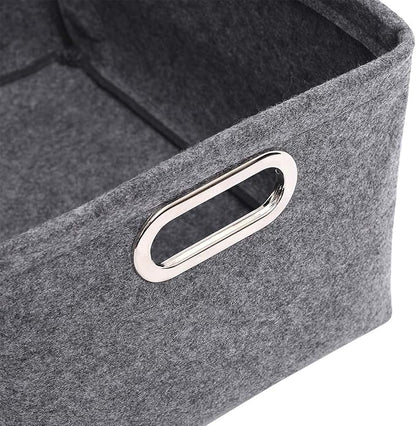 Felt Cat Toy Basket,Foldable Pet Toy Storage Bins with Handles, Pet Stuff Organizer for Indoor Cat,Kitten Toy Storage Bed for Organizing Cat Toys Treats Clothes and Accessories