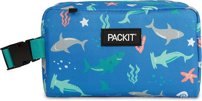 PackIt Freezable Snack Box, Sea Shark, Built with EcoFreeze Technology, Collapsible, Reusable, Zip Closure with Buckle Handle, Designed For Work Snacks, Fresh Snacks On the Go, Adults, and All Ages