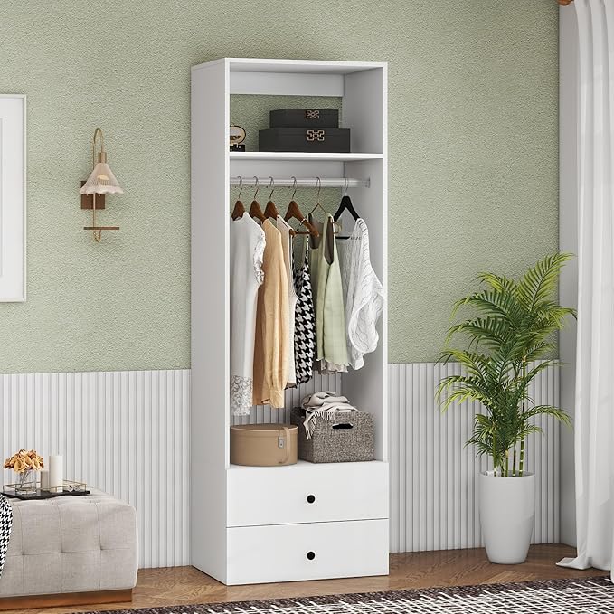 Modern Closet System with Drawers, Built-in Closet Organizer Systems, Closet System with Hanging Rod, Modular Closet Systems for Walk-in Closets