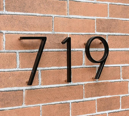 5" Stainless Steel Floating House Number, Metal Modern House Numbers, Mailbox Decor Number with Nail Kit, Coated Black, 911 Visibility Signage (C)