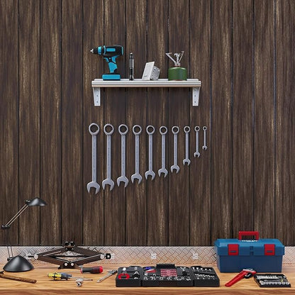 NSF Certified 18 Gauge Heavy Duty Stainless Steel Wall Shelf with Brackets for Kitchens, Utility Rooms, Storage, Offices & Home (16"x8")