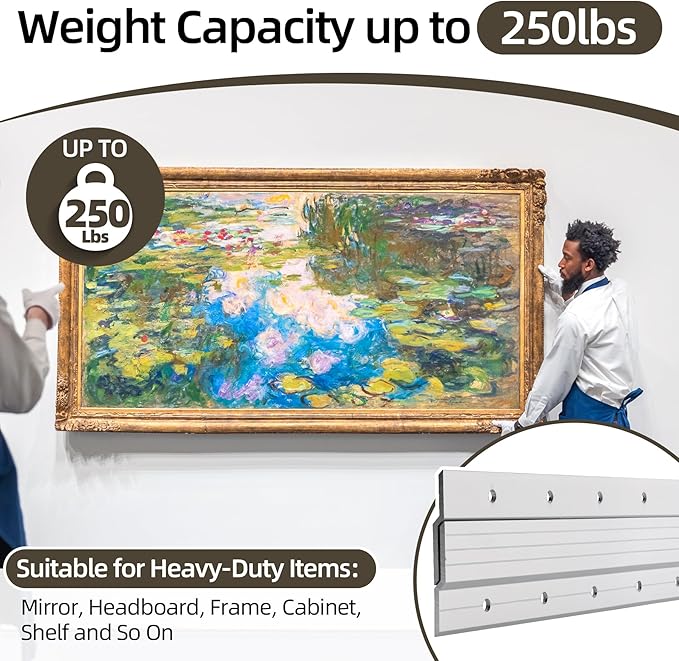 French Cleat Picture Hanger 41 Inch, Heavy Duty Z Clips Hangers, Metal Z Brackets for Mounting Picture, Mirror, Headboard, Whiteboard, Cabinet, Panel, Shelf, Cleat Picture Hanging Kit with Hardware