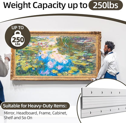 French Cleat Picture Hanger 41 Inch, Heavy Duty Z Clips Hangers, Metal Z Brackets for Mounting Picture, Mirror, Headboard, Whiteboard, Cabinet, Panel, Shelf, Cleat Picture Hanging Kit with Hardware