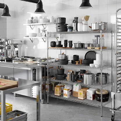 21" Deep x 54" Wide x 64" Height Wire Shelving Kit | 5-Tier | NSF Commercial Storage Rack Unit