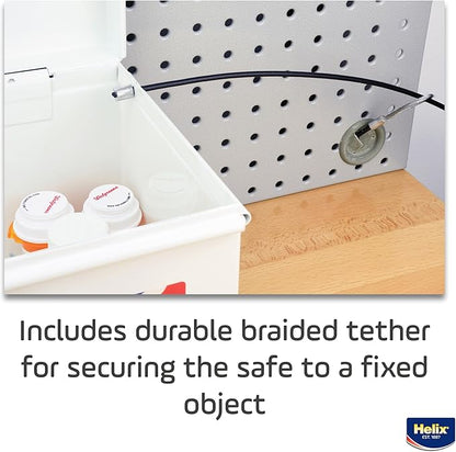 Helix - All-Metal Lockable Drugs Security Chest 12.5" x 7.25" x 8" - Ideal for Schools, Nursing Homes, Camps - Securing Valuables - Rugged Security - Durable Steel Construction, Spacious Interior
