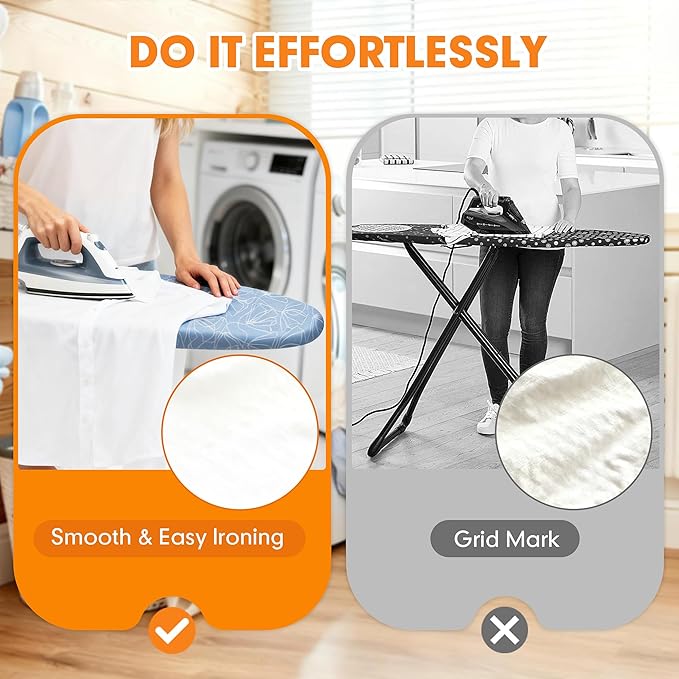 Ironing Board Cover and Pad, 15x54 Standard Size Thick Iron Padding, Scorch & Stain Resistant Ironing board cover, Heavy Duty Iron Board Padded with Adjustable Fasteners Durable Elastic Edge, Sky Blue