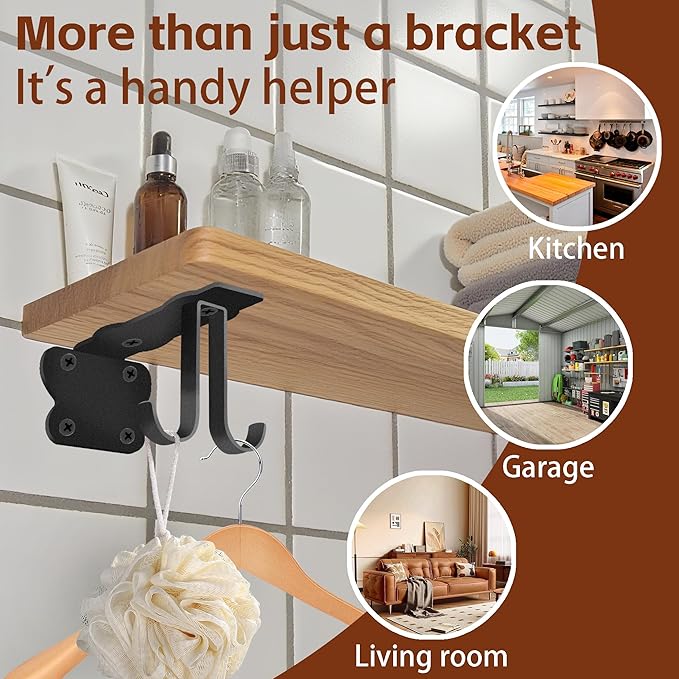 SOGAL Shelf brackets 8 inch| Heavy Duty | 4 Pack Extra Storage Utility Hooks - 150LB Workshop Floating Supports