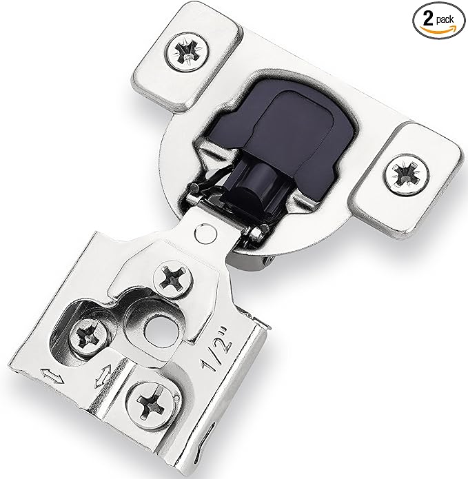 Decobasics 2 Pack Soft Close Cabinet Hinges – 1/2" Overlay for Kitchen Cabinet Doors, Face Frame Concealed Hidden Hinges – Stainless Steel, Self-Closing with 3-Way Adjustment & Slow Close Damper