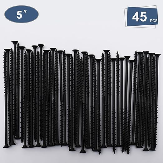 45pcs #10 × 5 inch High Hardness Drywall Screws, Black, Coarse Thread, Phillips Drive, Bugle Head, Black Wood Screws, Long Screws, Wood and More