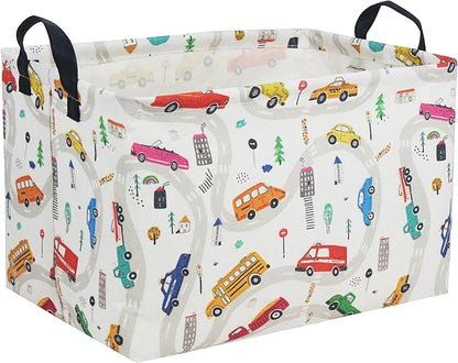 Essme Rectangular Boys Basket,Kids Storage Basket with Handles for Car Decor,Racing Storage Bin（Car）
