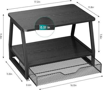 2-Tier Printer Stand with Storage, Desktop Organizer for Printer Paper, Desk Shelf for Office and Home Printer Tables for 3D Printers‌ Black