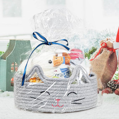 ZLG Small Cat Storage - Cute Rope Basket for Dog Toy, 9.8 x 4 inches