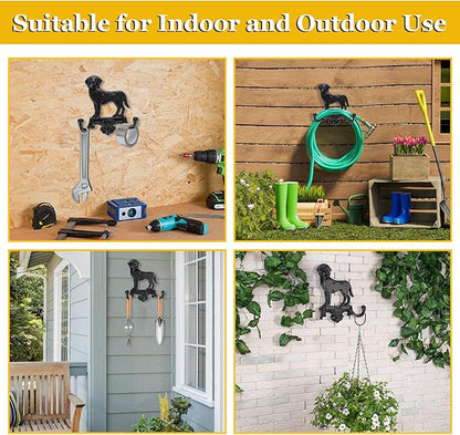 OwnMy Cast Iron Decorative Wall Coat Hook Cute Dog Hook, Vintage Dog Leashes Holder Key Holder for Walls, Heavy Duty Indoor Outdoor Double Wall Hooks for Hanging Towels, Hats, Potted Plants, Tools
