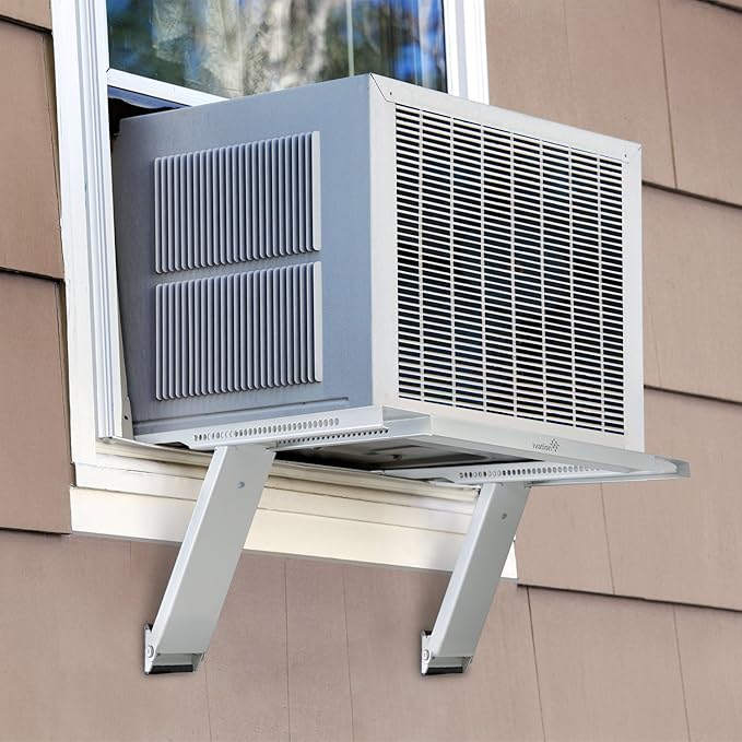 Ivation Air Conditioner Support Bracket, No Tools or Drilling Required - Easy to Install Window AC Mount - Heavy Duty Steel, Holds Up to 200lbs - Fits Single Or Double Hung Windows 19.25H by 17.25L