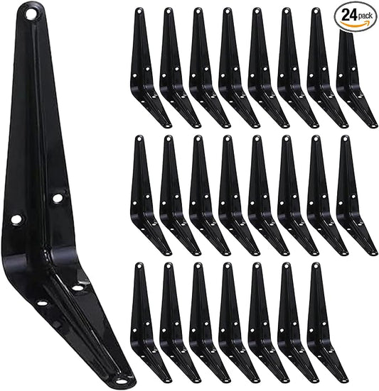 ELSKER&HOME 24 Pack Shelf Brackets 4 Inch, Floating Shelf Bracket for Wood, Black Metal L Bracket for Shelves Support, Wall Mount Corner Brace