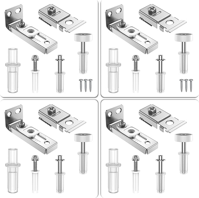 Bifold Door Hardware Repair Kit - 4 Pack Bi-fold Closet Barn Door Hardware Kit for 7/8" to 1" Track, Folding Pocket Door Replacement Parts Set Include Top Bottom Pivots Bracket and Guide Wheel (4Pack)