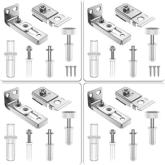 Bifold Door Hardware Repair Kit - 4 Pack Bi-fold Closet Barn Door Hardware Kit for 7/8" to 1" Track, Folding Pocket Door Replacement Parts Set Include Top Bottom Pivots Bracket and Guide Wheel (4Pack)