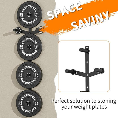 EVERYMATE Weight Plate Storage Rack, Olympic Weight Plate Holder, Bumper Plate Storage, Home Gym Organizer