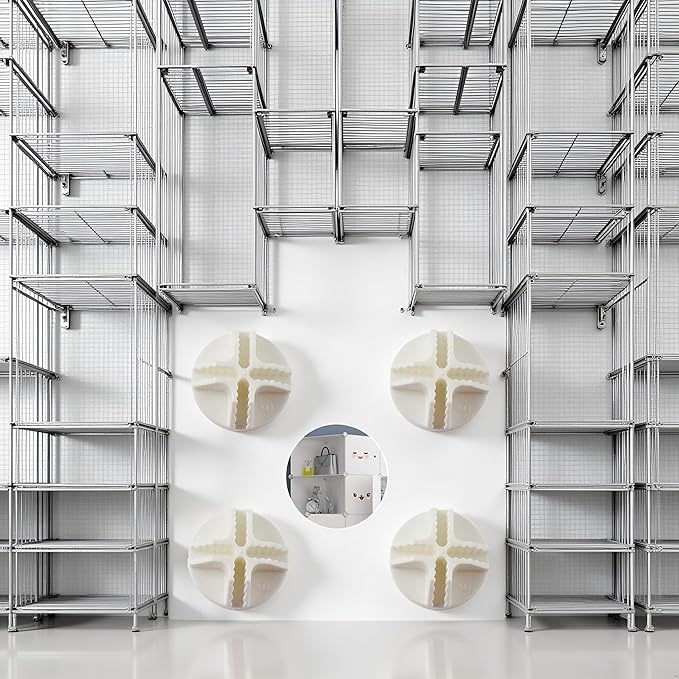 20 Pcs White Wire Cube Connectors Wire Grid Cube Connectors for Modular Closet Storage Organizer and Wire Grid Cube Storage Shelving Closet Mounted Storage and Organization Systems Plastic