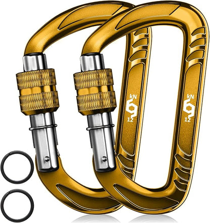 12kN (2697 lbs) Heavy Duty Carabiner Clips, for Securing Pets, Outdoor, Camping, Hiking, Hammock, Dog Leash Harness, Keychains