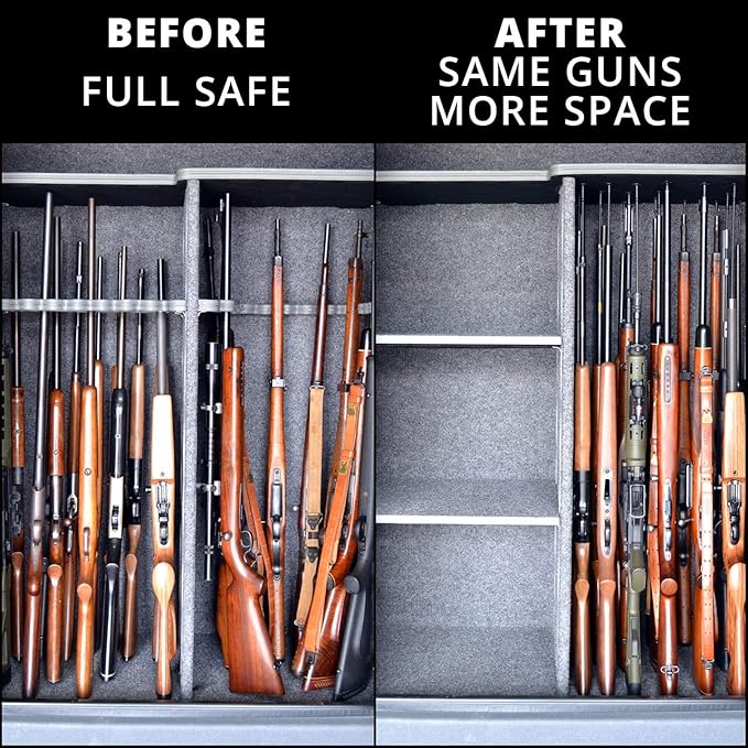 Gun Storage Solutions Rifle Rods Starter Kit with Shelf Liner Gun Organizer System Store More Guns Easy Access for Safety with Nylon Woven Loop Fabric