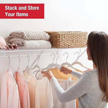 Rubbermaid Direct Wall Mount Closet Shelf, 4 Ft. Wide, Mounting Hardware Kit Included, White, Wire Shelving Organizer System for Home/Laundry/Bathroom/Mudroom/Pantry/Linen Closet