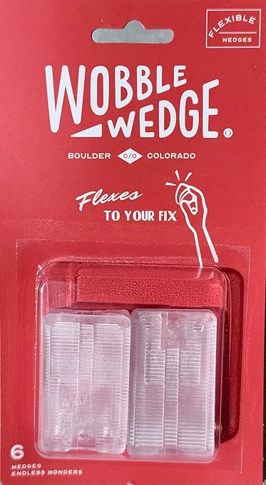 Wobble Wedges Flexible Plastic Shims – Multi-Purpose Leveling Shims for Furniture, Tables, Appliances, Toilets – Made in USA Plastic Wedges for Uneven Surfaces, Adjustable Stabilizers (Clear, 6-Pack)