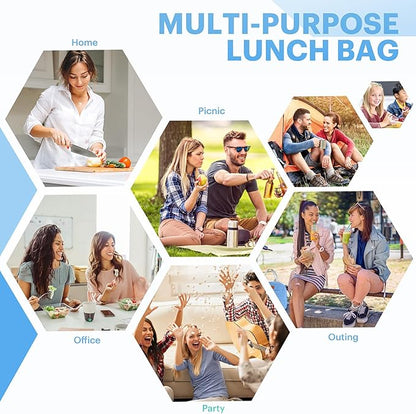 Lunch Bag for Women & Men Adult Insulated Lunch Box, Small Leakproof Cooler Food Lunch Containers Reusable High Capacity Lunch Tote Bags for Work, Travel, Outdoor (Blue)