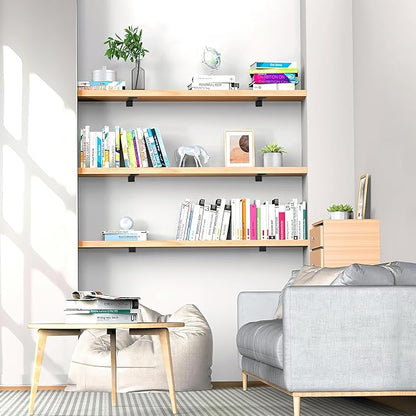 Floating Shelf Brackets 10 inch, Heavy Duty Wall Shelf Bracket 6 Pack for Shelves Support, Hidden Metal L Brackets with Mounting Hardware (1/5'' Thick)