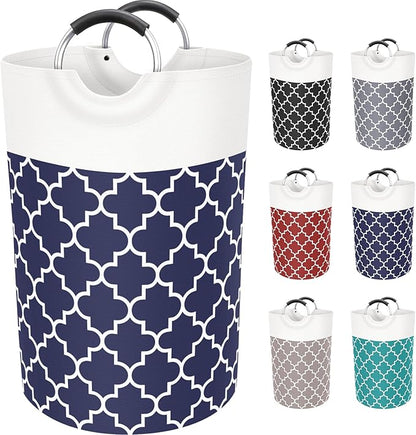 Large Laundry Basket Laundry Hamper Bag Washing Bin Clothes Bag Collapsible Tall With Handles Waterproof Travel Bathroom College Essentials Storage For College Dorm, Family (Blue)75L