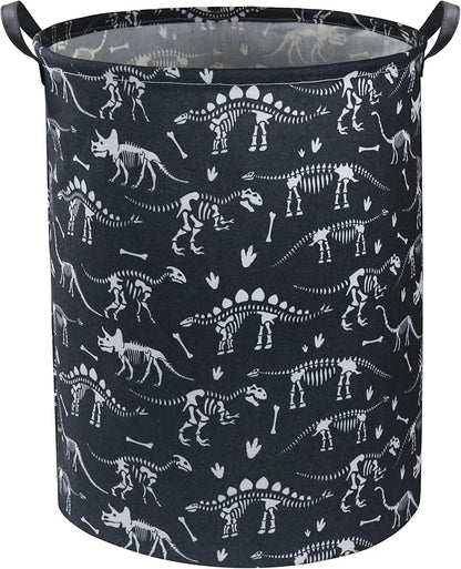 HIYAGON Dinosaur Kids Laundry Basket Kids Laundry Hamper Baby Nursery Hamper for Boys and Girls Cute Toy Storage Organizer Bins Blue Dinosaur Room Decor Gift Basket Bedroom(Black Dinosaur)