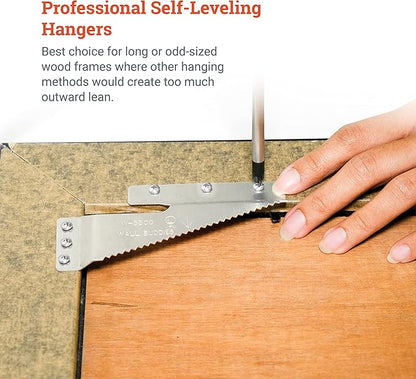 PHS Wall Buddies Large Picture Hanger – Supports 60 lbs, 5 Pack Self-Leveling Sawtooth Mounting Brackets for Wood Frames, Secure Picture Hanging Hardware – Includes Hooks, Nails & Screws