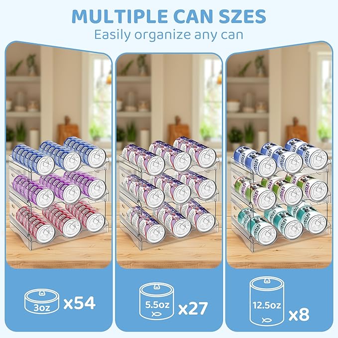 Cat Food Can Organizer, 3-Layer Clear Acrylic Cat Food Storage Rack, Acrylic Can Organizer for Pantry, Canned Food Organizer Holds 45 (3oz) Cans, Pantry can Organizer